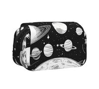 ESNAIUVCD Astronaut and Alien Print Large Capacity Double Layer Pen Bag,Suitable for Boys, Girls and Adults,This Office Pen Bag with Compartment Design