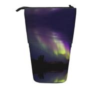 ESNAIUVCD Aurora Polaris Print Personalized Retractable Pencil Case, Custom Signature Name Pencil Pouch for Students Kids Adults for School Office