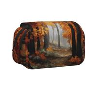 ESNAIUVCD Autumn Maple Forest Print Large Capacity Double Layer Pen Bag,Suitable for Boys, Girls and Adults,This Office Pen Bag with Compartment Design
