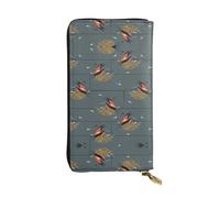 ESNAIUVCD Barn Swallow in Graphite Print Genuine Leather Women's,Men's Wallets,Multi-Functionclutch Purse,Zip Around Large Travel â€‹Mobile Phone Long â€‹Money Purses
