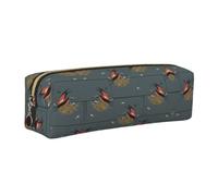 ESNAIUVCD Barn Swallow in Graphite Print Leather Pencil Case Zippered Pouch Portable Large Capacity Stationery Organizer Cosmetic Bag for School Office2pcs