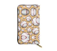ESNAIUVCD Baseball Pattern Softball Ball Sport Design Print Genuine Leather Women's,Men's Wallets,Multi-Functionclutch Purse,Zip Around Large Travel â€‹Mobile Phone Long â€‹Money Purses