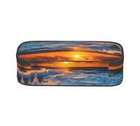 ESNAIUVCD Beach with Sunset Print Pencil Case for Kids,School Pen Bags Large Capacity Pencil Elementary School Pen Case Children Stationery Bags