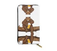 ESNAIUVCD Bear Working Print Genuine Leather Women's,Men's Wallets,Multi-Functionclutch Purse,Zip Around Large Travel â€‹Mobile Phone Long â€‹Money Purses