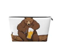 ESNAIUVCD Bear Working Print Travel Makeup Bag Organizer Leather - Travel Toiletry Bag for Women & Men, Organizing Pouches for Purse with Zipper