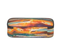 ESNAIUVCD Beautiful Beach at Sunset Print Pencil Case for Kids,School Pen Bags Large Capacity Pencil Elementary School Pen Case Children Stationery Bags