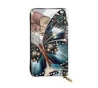 ESNAIUVCD Beautiful Butterflies Print Genuine Leather Women's,Men's Wallets,Multi-Functionclutch Purse,Zip Around Large Travel ​Mobile Phone Long ​Money Purses