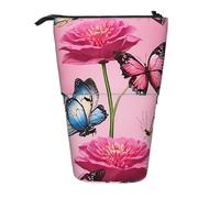 ESNAIUVCD Beautiful Butterfly Print Personalized Retractable Pencil Case, Custom Signature Name Pencil Pouch for Students Kids Adults for School Office