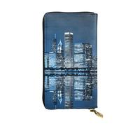 ESNAIUVCD Beautiful City at Night Print Genuine Leather Women's,Men's Wallets,Multi-Functionclutch Purse,Zip Around Large Travel â€‹Mobile Phone Long â€‹Money Purses