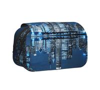 ESNAIUVCD Beautiful City at Night Print Large Capacity Double Layer Pen Bag,Suitable for Boys, Girls and Adults,This Office Pen Bag with Compartment Design