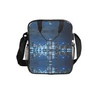 ESNAIUVCD Beautiful City At Night Print Men Women Transparent Pvc Shopping Bag Waterproof See Through Bag,With Handles For Lunch