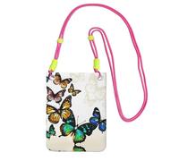 ESNAIUVCD Beautiful Green and Yellow Butterfly Print Carry A Mobile Phone Bag Diagonally,Crossbody Bag,Suitable for Carrying Mobile Phone Change, Etc
