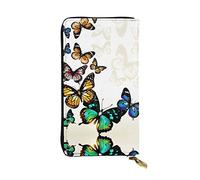 ESNAIUVCD Beautiful Green and Yellow Butterfly Print Genuine Leather Women's,Men's Wallets,Multi-Functionclutch Purse,Zip Around Large Travel â€‹Mobile Phone Long â€‹Money Purses