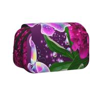ESNAIUVCD Beautiful Purple Butterfly Floral Print Large Capacity Double Layer Pen Bag,Suitable for Boys, Girls and Adults,This Office Pen Bag with Compartment Design