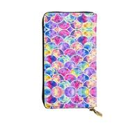 ESNAIUVCD Beautiful Rainbow Colors Mermaid Print Genuine Leather Women's,Men's Wallets,Multi-Functionclutch Purse,Zip Around Large Travel â€‹Mobile Phone Long â€‹Money Purses