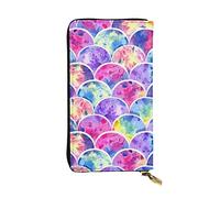 ESNAIUVCD Beautiful Rainbow Colors Mermaid Print Genuine Leather Women's,Men's Wallets,Multi-Functionclutch Purse,Zip Around Large Travel Mobile Phone Long Money Purses