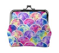 ESNAIUVCD Beautiful Rainbow Colors Mermaid Print Kiss Lock Wallet Leather Coin Purse Ladies Money Pocket Iron Frame Compact Hand-Held Wallet