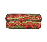 ESNAIUVCD Beautiful Red Poppy Flower Print Pencil Case for Kids,School Pen Bags Large Capacity Pencil Elementary School Pen Case Children Stationery Bags