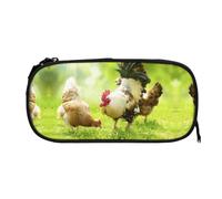 ESNAIUVCD Beautiful Rooster Hen Print Zipper Large Pencil Case,Durable Stationery Pencilcase Bag,Multifunctional Pencilcase Bag Penbag for School College Office Adult Girls and Boys