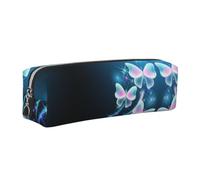 ESNAIUVCD Beautiful Three Butterfly Print Leather Pencil Case Zippered Pouch Portable Large Capacity Stationery Organizer Cosmetic Bag for School Office(2pcs)