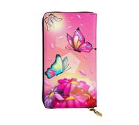 ESNAIUVCD Beautiful Two Butterfly Print Genuine Leather Women's,Men's Wallets,Multi-Functionclutch Purse,Zip Around Large Travel â€‹Mobile Phone Long â€‹Money Purses