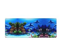 ESNAIUVCD Beautiful Underwater World Dolphins Coral Print Extra Large Gaming Office Mouse Pad (31.5" X 11.8") â€“ Print, Premium Anti-Slip Desk Mat With Durable Stitched Edges