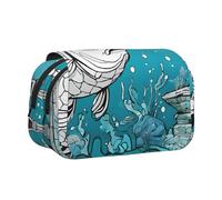 ESNAIUVCD Big Fish Print Large Capacity Double Layer Pen Bag,Suitable for Boys, Girls and Adults,This Office Pen Bag with Compartment Design