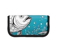 ESNAIUVCD Big Fish Print Pencil Case Big Capacity Pencil Bag Makeup Pouch Durable Students Stationery with Double Zipper for School/Office