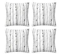 ESNAIUVCD Birch Tree Print Cushion Covers, 45 X 45 Cm Set Of 4 Decorative Square Throw Pillow Case For Indoor Patio Garden Bench Living Room Sofa Farmhouse Decor
