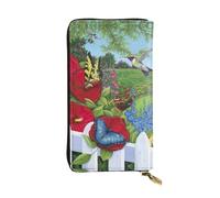 ESNAIUVCD Bird Butterfly Flower Print Genuine Leather Women's,Men's Wallets,Multi-Functionclutch Purse,Zip Around Large Travel â€‹Mobile Phone Long â€‹Money Purses