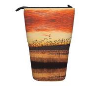 ESNAIUVCD Birds at Sunset Print Personalized Retractable Pencil Case, Custom Signature Name Pencil Pouch for Students Kids Adults for School Office