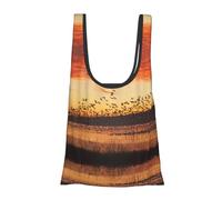 ESNAIUVCD Birds At Sunset Print Reusable, Foldable,Washable Grocery Bags Foldable In A Pouch Eco Tote Shopping Bag,Daily Shopping Loading