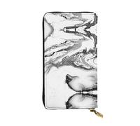 ESNAIUVCD Black and White Marble Print Genuine Leather Women's,Men's Wallets,Multi-Functionclutch Purse,Zip Around Large Travel â€‹Mobile Phone Long â€‹Money Purses
