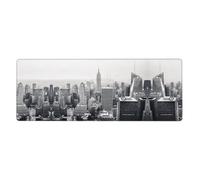 ESNAIUVCD Black And White New York Print Extra Large Gaming Office Mouse Pad (31.5" X 11.8") â€“ Print, Premium Anti-Slip Desk Mat With Durable Stitched Edges