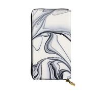 ESNAIUVCD Black and White Paint Mixed Print Genuine Leather Women's,Men's Wallets,Multi-Functionclutch Purse,Zip Around Large Travel ​Mobile Phone Long ​Money Purses