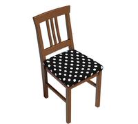 ESNAIUVCD Black And White Polka Dots Print Stretch Chair Seat Covers For Dining Room, Elastic Dining Chair Seat Protector Cover Removable Washable Chair Slipcovers With Ties,2/4/6
