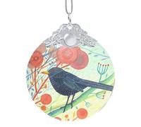 ESNAIUVCD Black Bird Print Christmas Ornaments, Christmas Decorations For Tree, Christmas Tree Ornaments, Christmas Keepsake Gifts,Stained Glass Ornament