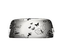 ESNAIUVCD Black Gray Butterflies Print Pencil Bag Zipper Large Pencil Bag Work Travel - Multifunctional Pencil Case,Makeup Bag