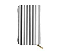 ESNAIUVCD Black & White Stripe Print Genuine Leather Women's,Men's Wallets,Multi-Functionclutch Purse,Zip Around Large Travel â€‹Mobile Phone Long â€‹Money Purses