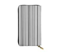 ESNAIUVCD Black & White Stripe Print Genuine Leather Women's,Men's Wallets,Multi-Functionclutch Purse,Zip Around Large Travel ​Mobile Phone Long ​Money Purses