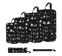 ESNAIUVCD Black & White Trees Print 4 Set Compression Packing Cubes for Suitcases,Expandable Storage Bags Organizers