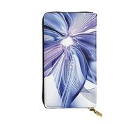 ESNAIUVCD Blue Abstract Flowers Print Genuine Leather Women's,Men's Wallets,Multi-Functionclutch Purse,Zip Around Large Travel ​Mobile Phone Long ​Money Purses