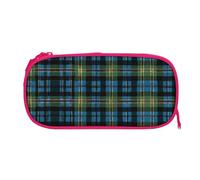 ESNAIUVCD Blue and Green Scottish Tartan Print Zipper Large Pencil Case,Durable Stationery Pencilcase Bag,Multifunctional Pencilcase Bag Penbag for School College Office Adult Girls and Boys