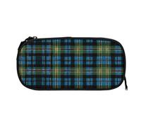 ESNAIUVCD Blue and Green Scottish Tartan Print Zipper Large Pencil Case,Durable Stationery Pencilcase Bag,Multifunctional Pencilcase Bag Penbag for School College Office Adult Girls and Boys