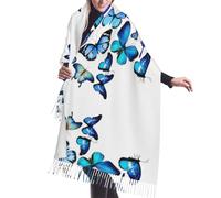 ESNAIUVCD Blue Butterfly Print Cashmere Blanket Scarf - Women Pashmina Shawl, Winter Scarfs Women, Large Wrap,Womens Gifts