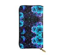 ESNAIUVCD Blue Butterfly Print Genuine Leather Women's,Men's Wallets,Multi-Functionclutch Purse,Zip Around Large Travel â€‹Mobile Phone Long â€‹Money Purses
