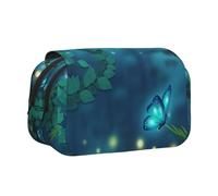 ESNAIUVCD Blue Butterfly Print Large Capacity Double Layer Pen Bag,Suitable for Boys, Girls and Adults,This Office Pen Bag with Compartment Design