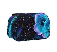 ESNAIUVCD Blue Butterfly Print Large Capacity Double Layer Pen Bag,Suitable for Boys, Girls and Adults,This Office Pen Bag with Compartment Design