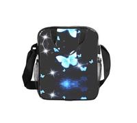 ESNAIUVCD Blue Butterfly Print Men Women Transparent Pvc Shopping Bag Waterproof See Through Bag,With Handles For Lunch