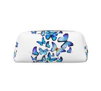 ESNAIUVCD Blue Butterfly Print Pencil Bag Zipper Large Pencil Bag Work Travel - Multifunctional Pencil Case,Makeup Bag